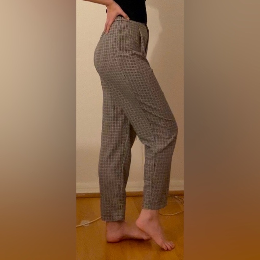 NWOT DIVIDED Women’s Brown & Black Houndstooth/Plaid Slacks Size 2